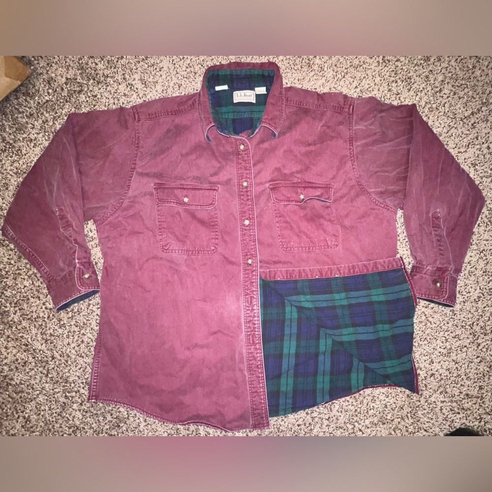 Vintage 70s 80s LL Bean Denim Flannel Lined Button Shirt Distressed Heavy USA